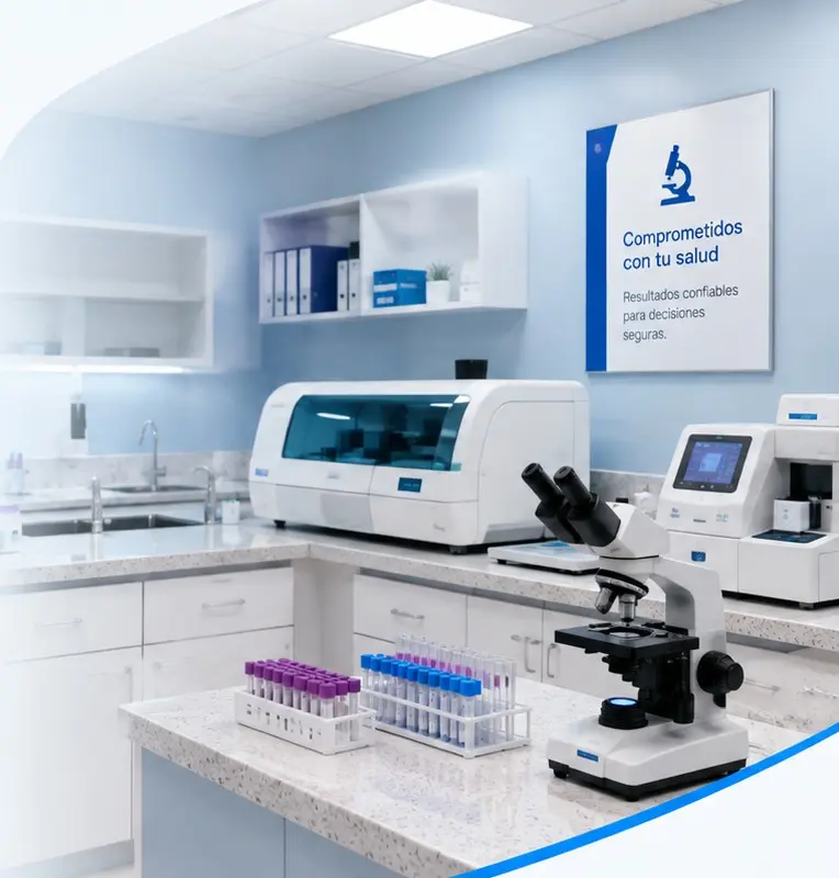 Laboratorio clínico equipado para pruebas diagnósticas