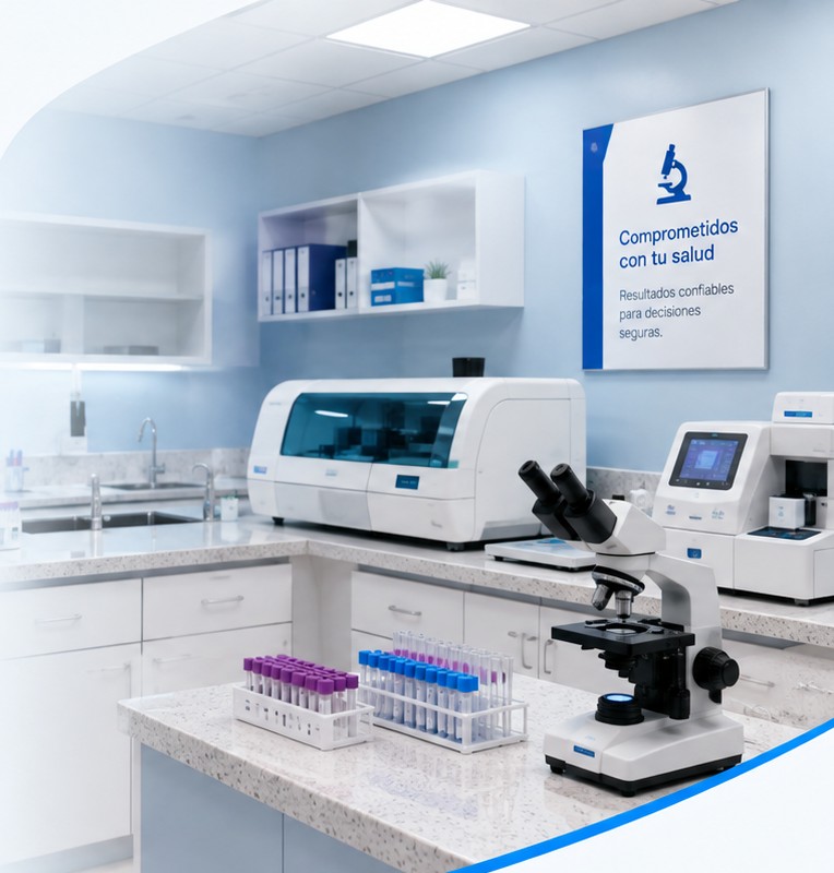 Laboratorio clínico equipado para pruebas diagnósticas